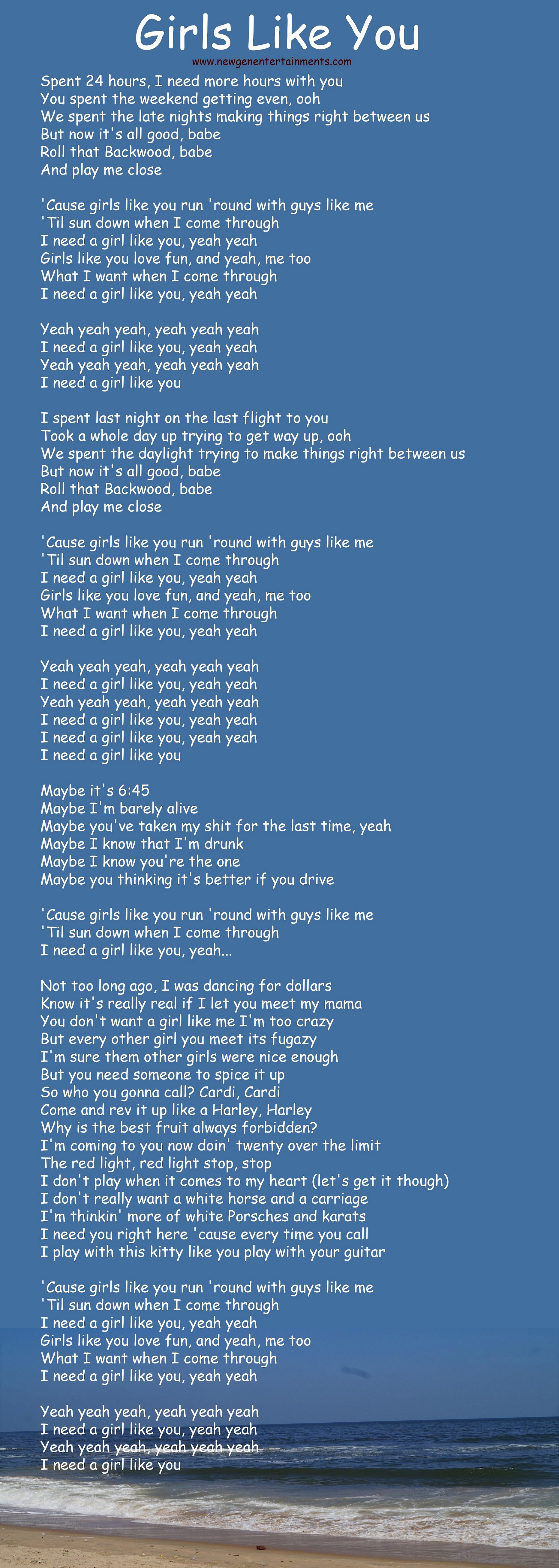 girls like you lyrics Maroon 5